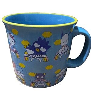 Sanrio Hello Kitty Friends Rainbow Blue Ceramic Mug Badtz-Maru Kuromi Pochacco